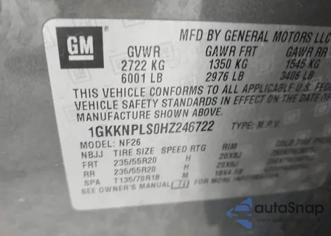 2017 GMC Acadia Denali from USA, damaged, VIN 1GKKNPLS0HZ246722
